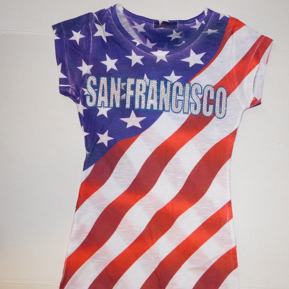 Womens Patriotic Flag Shirt San Francisco